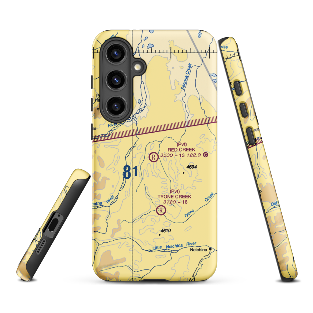 Red Creek Airport (AK80) VFR Sectional Samsung Phone Case Samsung Galaxy S24 Plus model shown