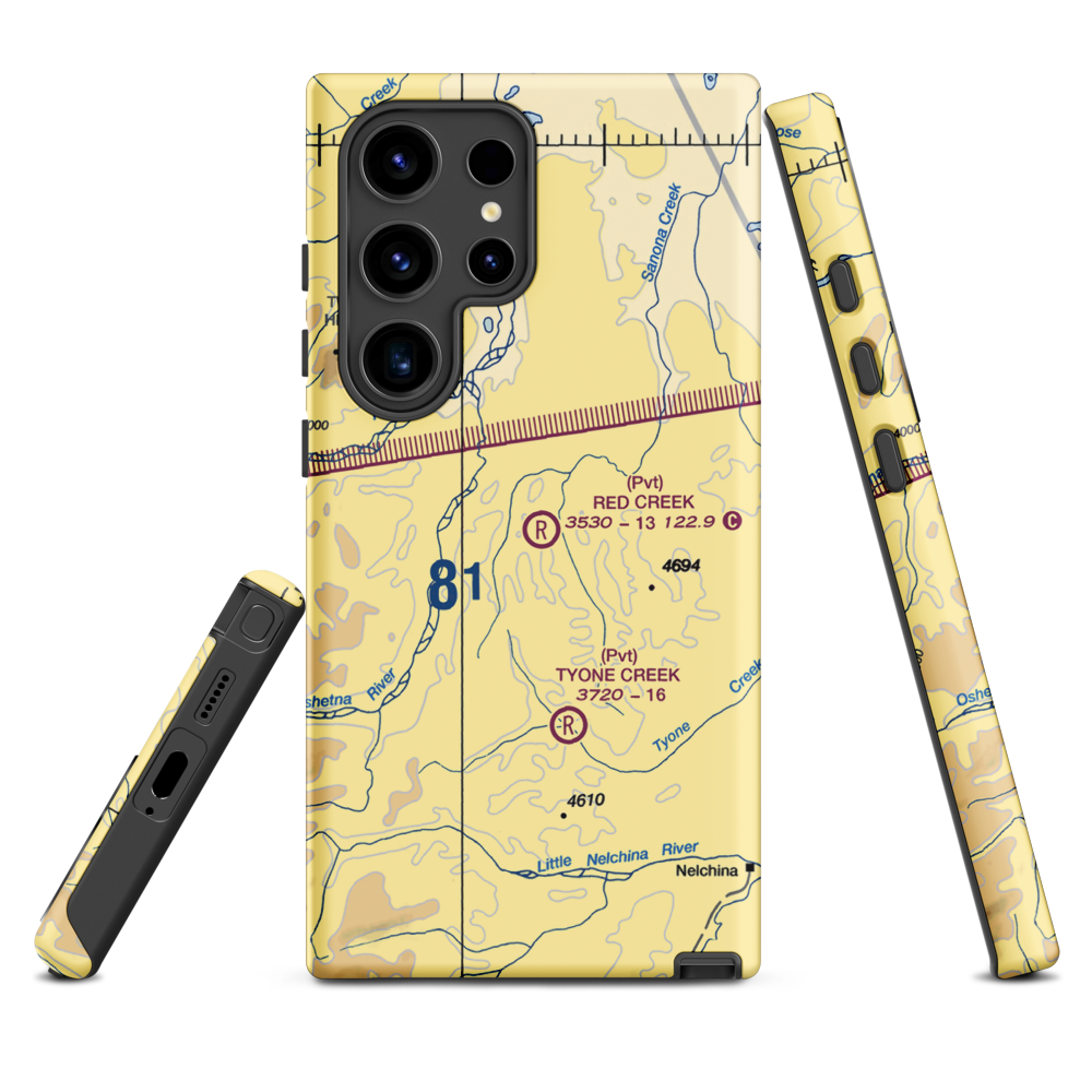 Red Creek Airport (AK80) VFR Sectional Samsung Phone Case Samsung Galaxy S24 Ultra model shown