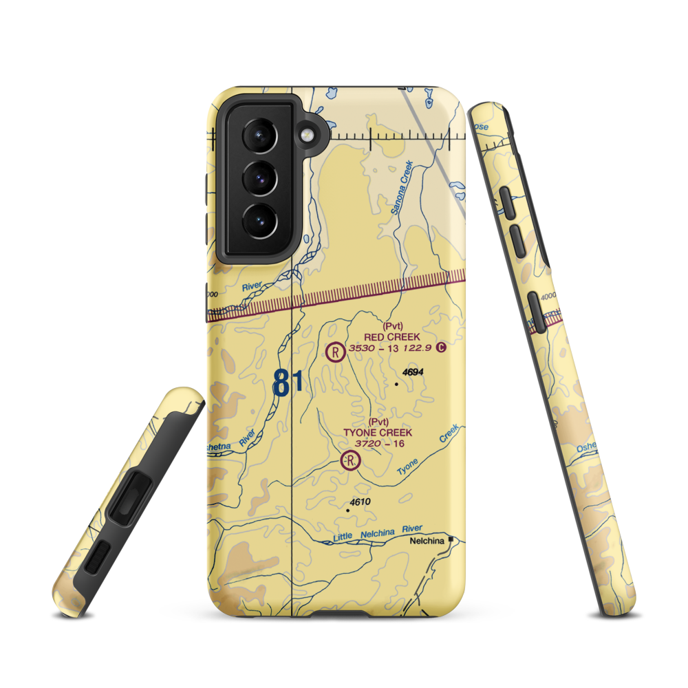 Red Creek Airport (AK80) VFR Sectional Samsung Phone Case Samsung Galaxy S21 model shown
