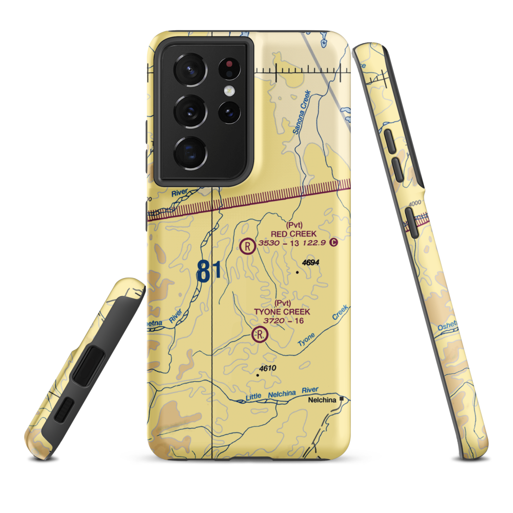 Red Creek Airport (AK80) VFR Sectional Samsung Phone Case Samsung Galaxy S21 Ultra model shown
