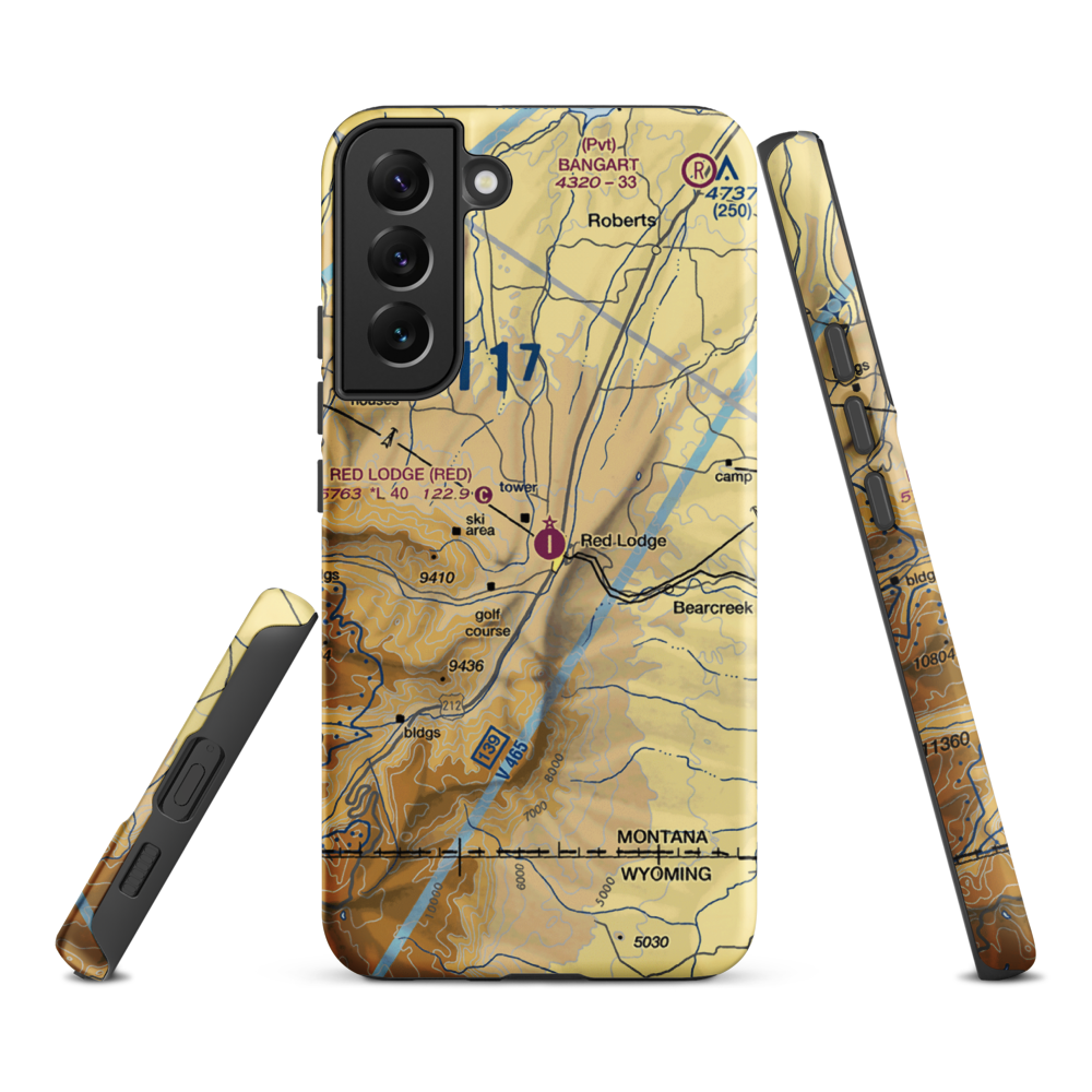Red Lodge Airport (RED) VFR Sectional Samsung Phone Case Samsung Galaxy S22 Plus model shown