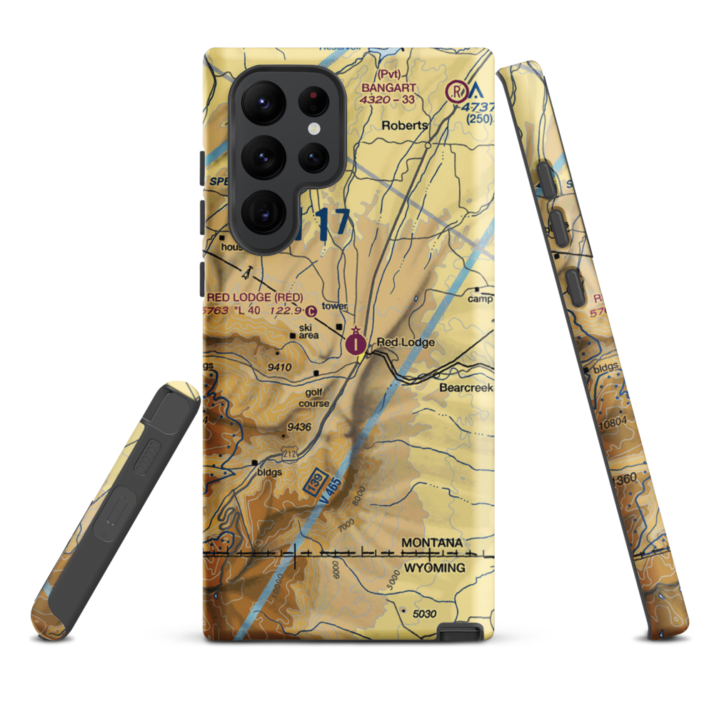 Red Lodge Airport (RED) VFR Sectional Samsung Phone Case Samsung Galaxy S22 Ultra model shown