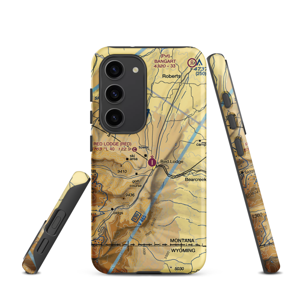 Red Lodge Airport (RED) VFR Sectional Samsung Phone Case Samsung Galaxy S23 model shown