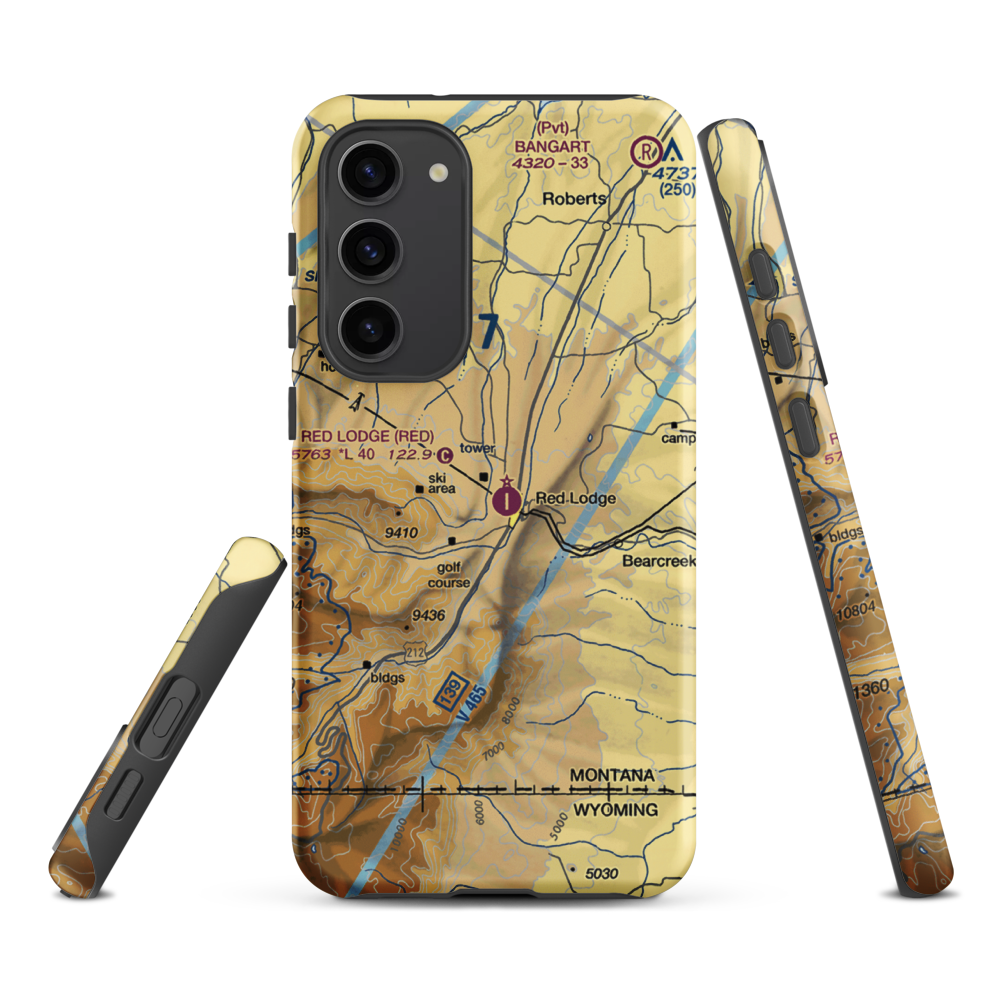 Red Lodge Airport (RED) VFR Sectional Samsung Phone Case Samsung Galaxy S23 Plus model shown