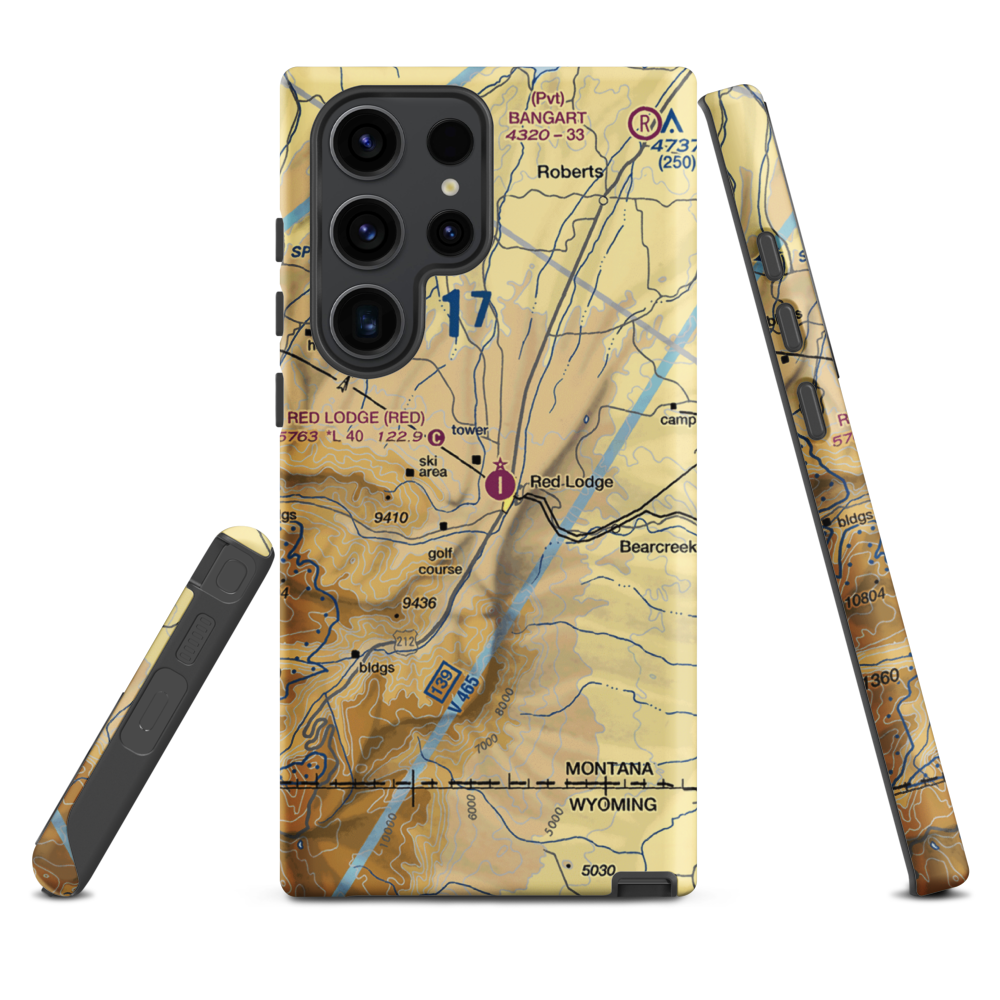 Red Lodge Airport (RED) VFR Sectional Samsung Phone Case Samsung Galaxy S23 Ultra model shown