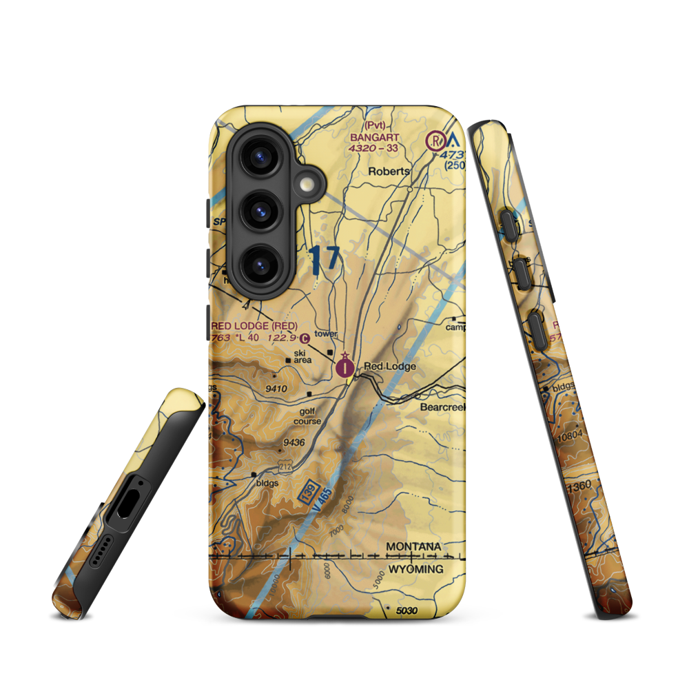 Red Lodge Airport (RED) VFR Sectional Samsung Phone Case Samsung Galaxy S24 model shown