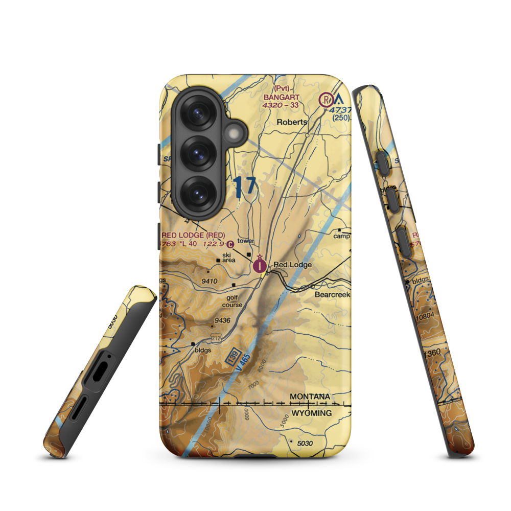 Red Lodge Airport (RED) VFR Sectional Samsung Phone Case Samsung Galaxy S25 model shown