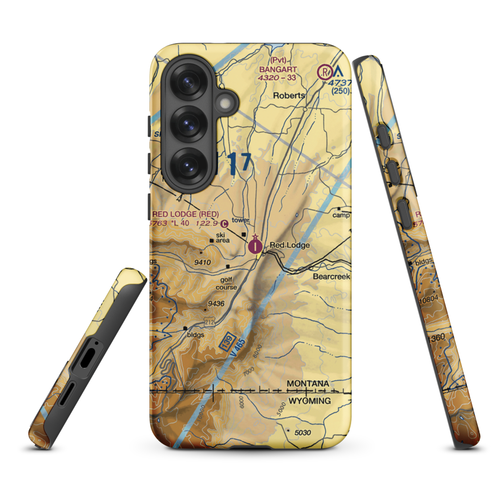 Red Lodge Airport (RED) VFR Sectional Samsung Phone Case Samsung Galaxy S25 Plus model shown