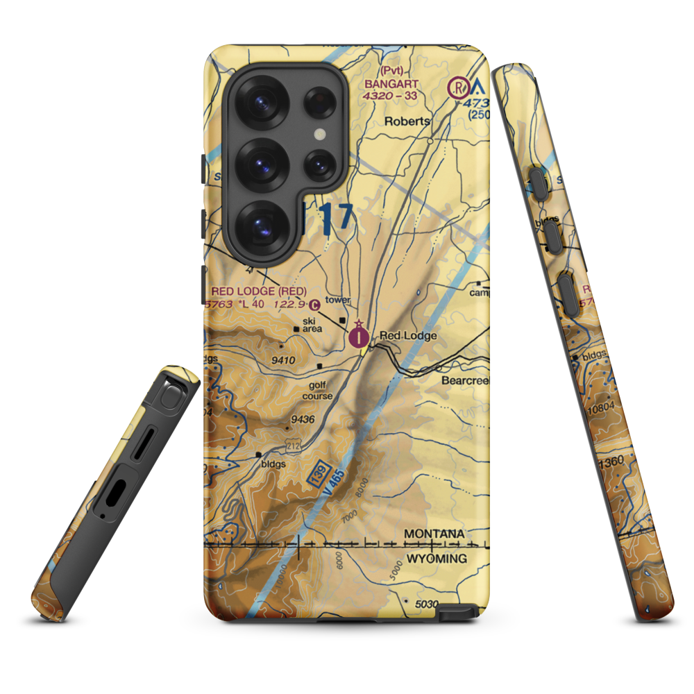 Red Lodge Airport (RED) VFR Sectional Samsung Phone Case Samsung Galaxy S25 Ultra model shown