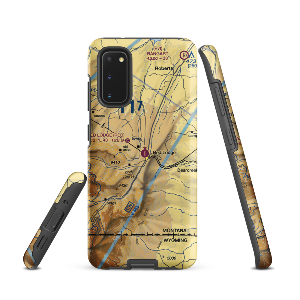 Red Lodge Airport (RED) VFR Sectional Samsung Phone Case Samsung Galaxy S20 model shown