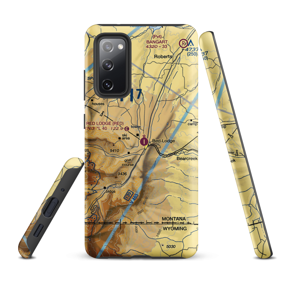 Red Lodge Airport (RED) VFR Sectional Samsung Phone Case Samsung Galaxy S20 FE model shown