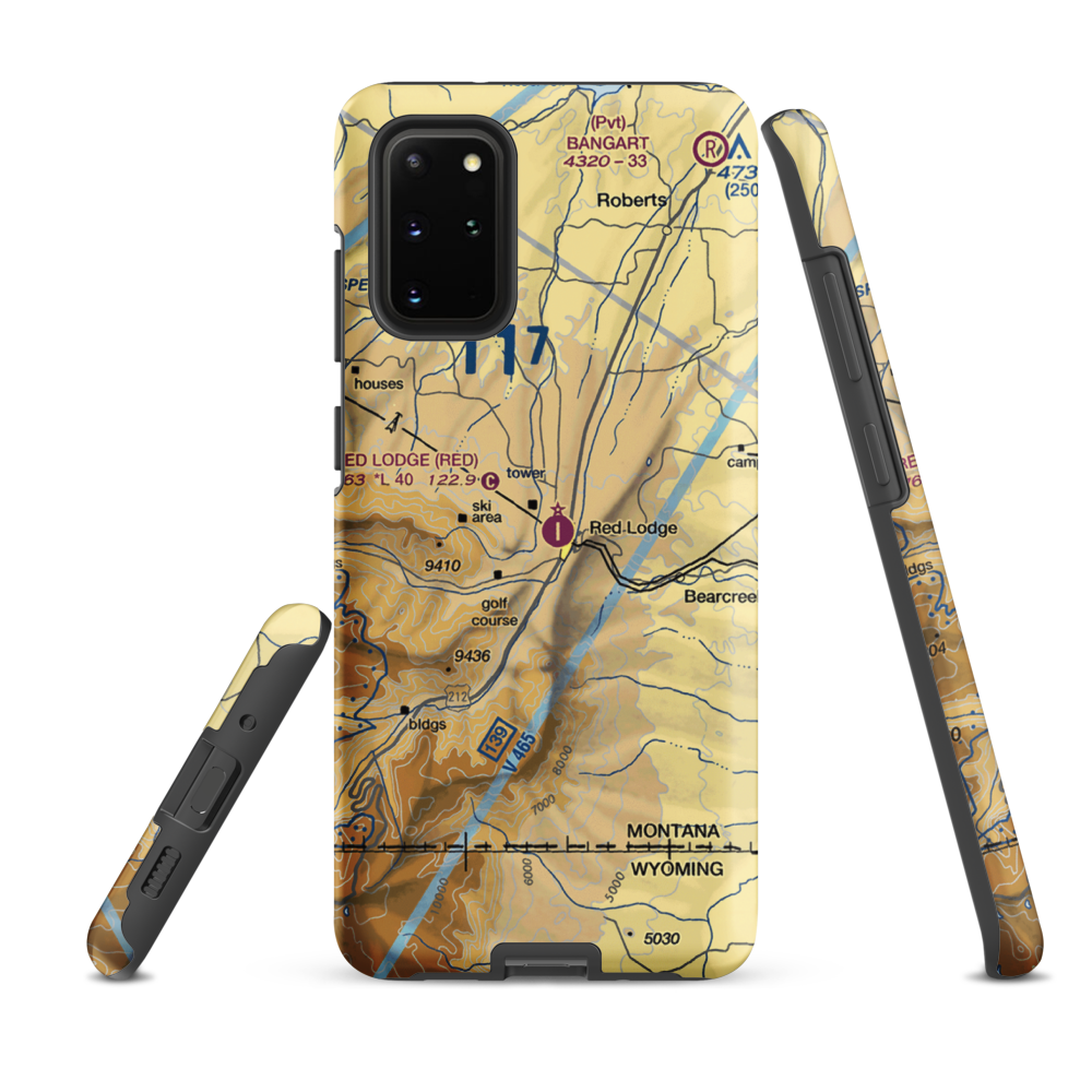 Red Lodge Airport (RED) VFR Sectional Samsung Phone Case Samsung Galaxy S20 Plus model shown