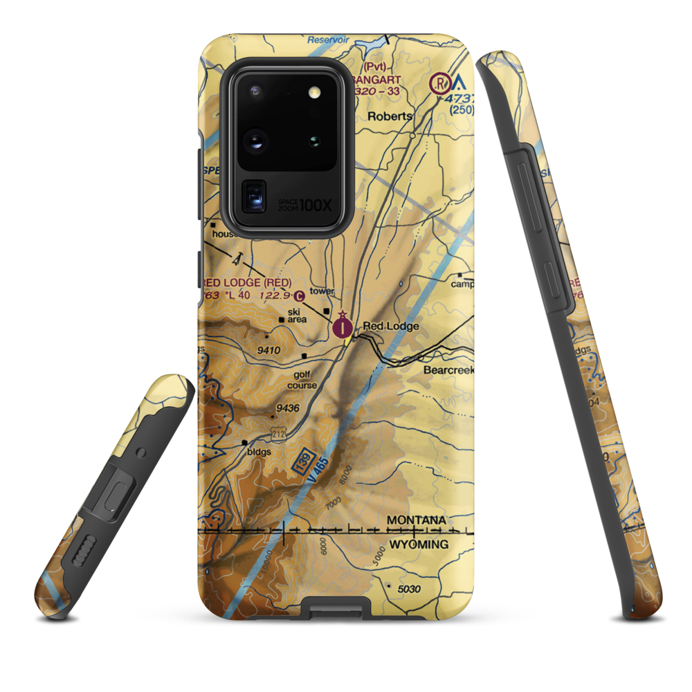 Red Lodge Airport (RED) VFR Sectional Samsung Phone Case Samsung Galaxy S20 Ultra model shown