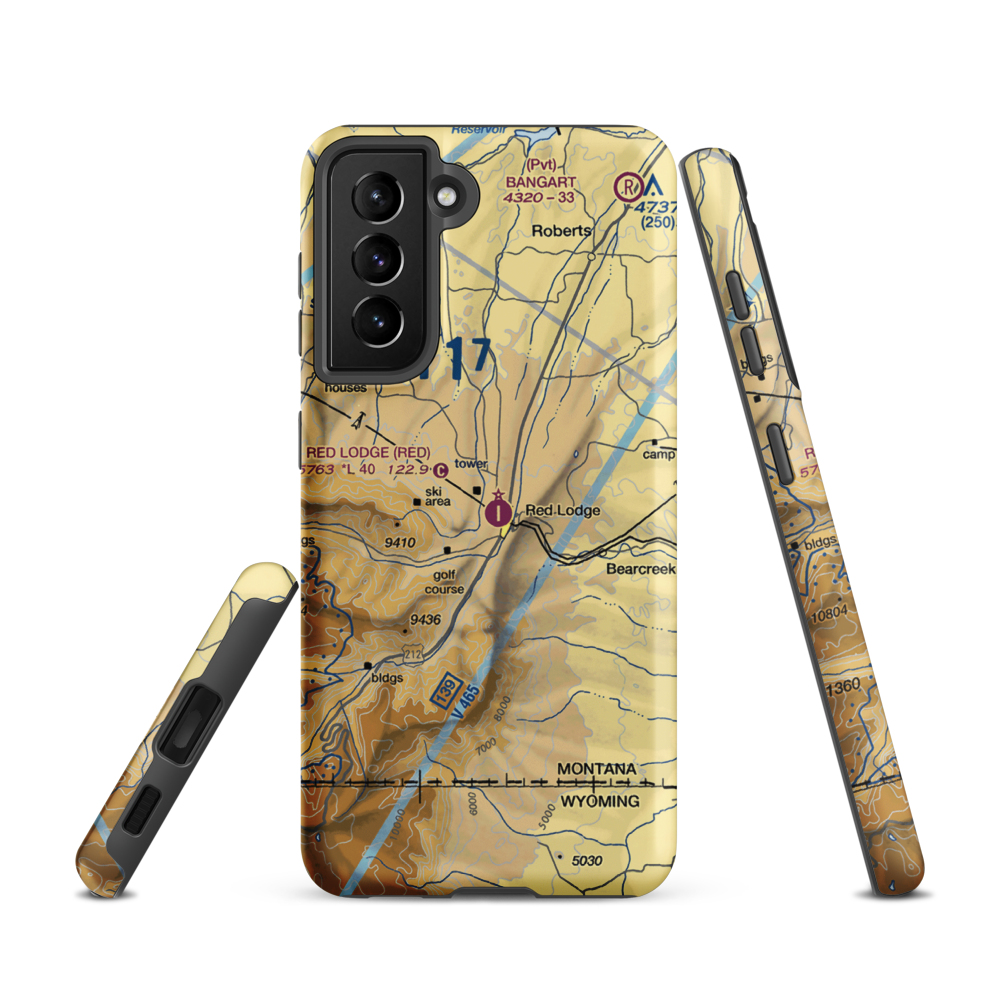 Red Lodge Airport (RED) VFR Sectional Samsung Phone Case Samsung Galaxy S21 model shown