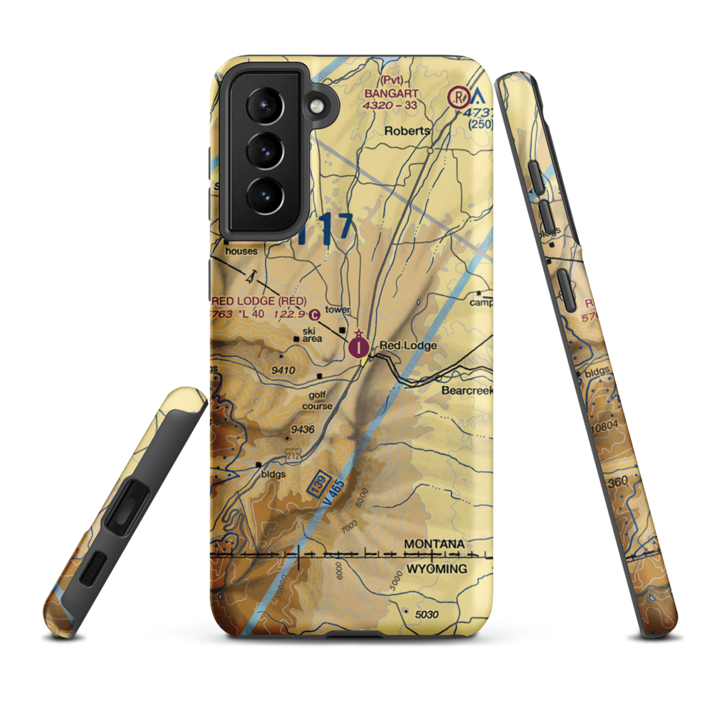 Red Lodge Airport (RED) VFR Sectional Samsung Phone Case Samsung Galaxy S21 FE model shown