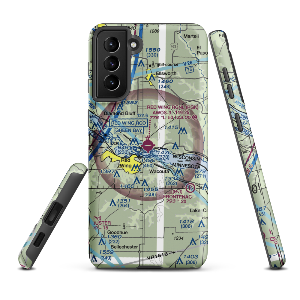 Red Wing Regional Airport (RGK) VFR Sectional Samsung Phone Case Samsung Galaxy S21 FE model shown
