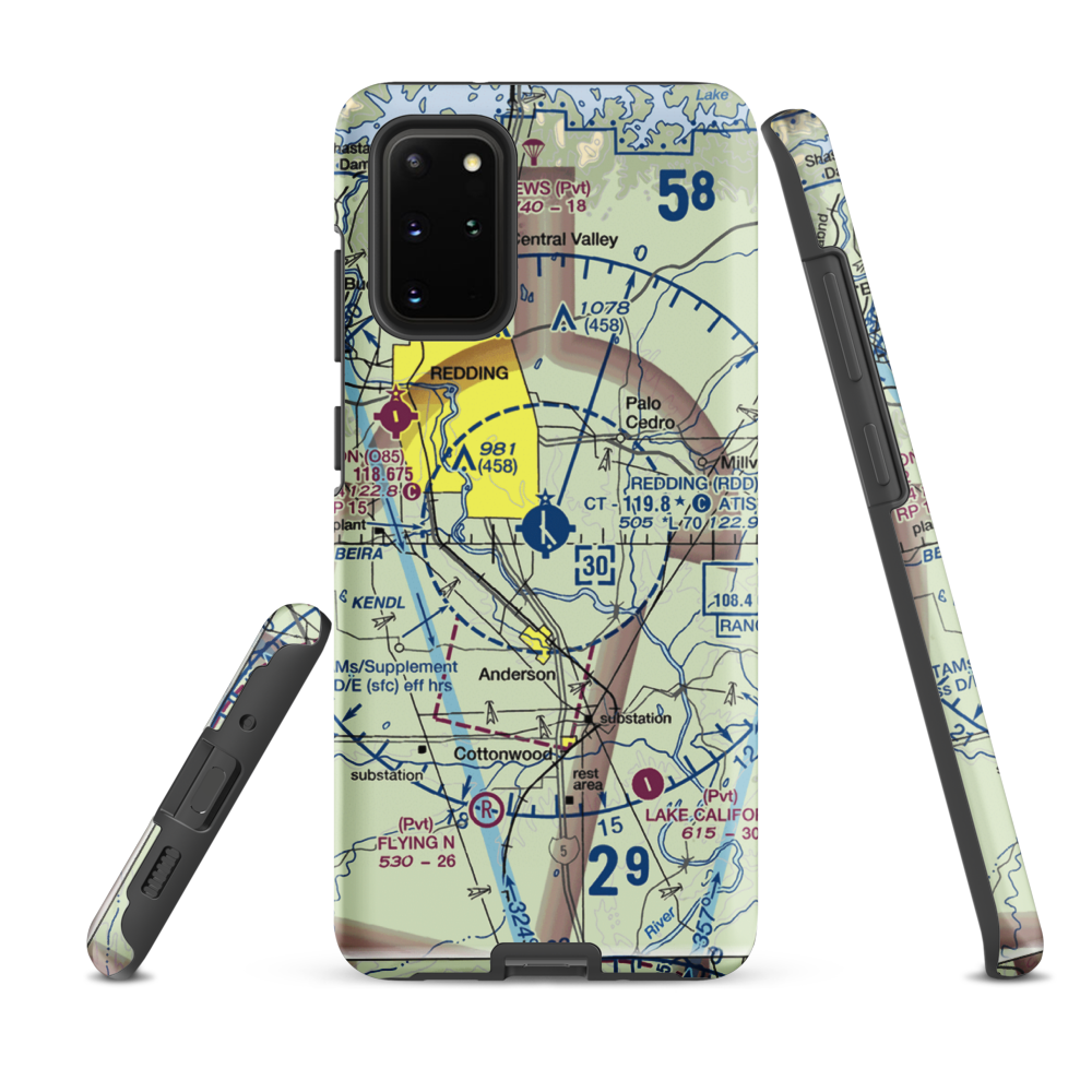 Redding Municipal Airport (RDD) VFR Sectional Samsung Phone Case Samsung Galaxy S20 Plus model shown