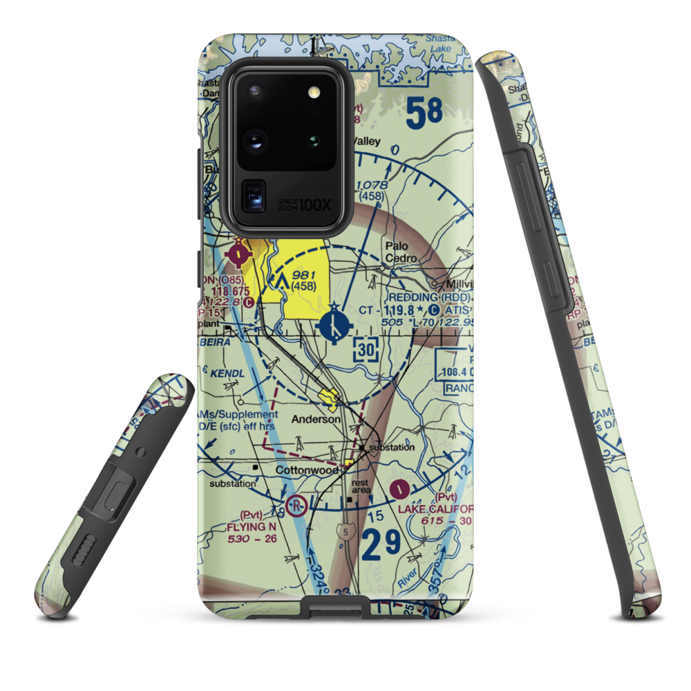 Redding Municipal Airport (RDD) VFR Sectional Samsung Phone Case Samsung Galaxy S20 Ultra model shown