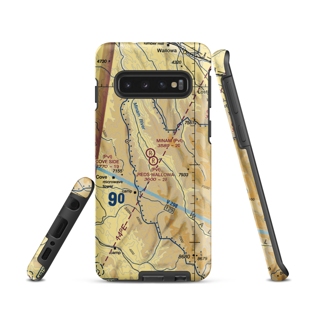 Reds Wallowa Horse Ranch Airport (6OR9) VFR Sectional Samsung Phone Case Samsung Galaxy S10 model shown