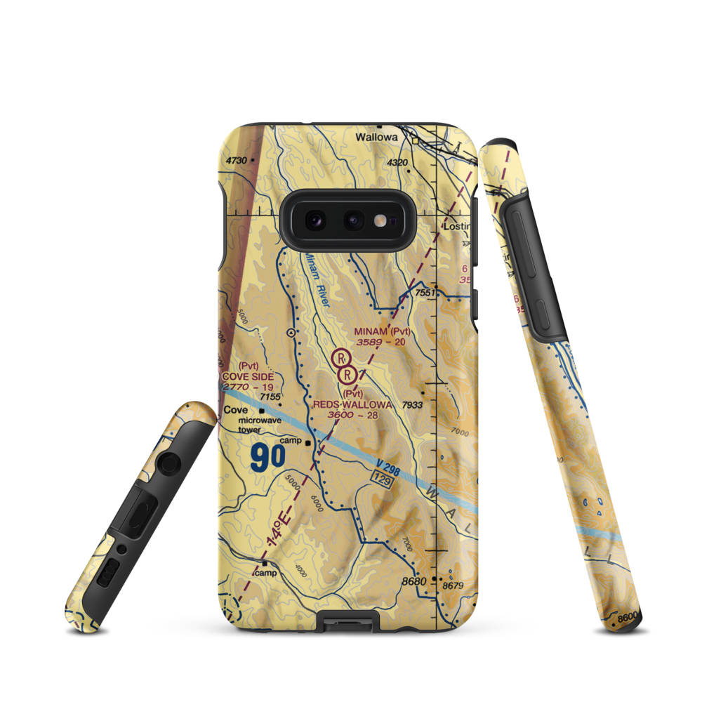 Reds Wallowa Horse Ranch Airport (6OR9) VFR Sectional Samsung Phone Case Samsung Galaxy S10 Plus model shown