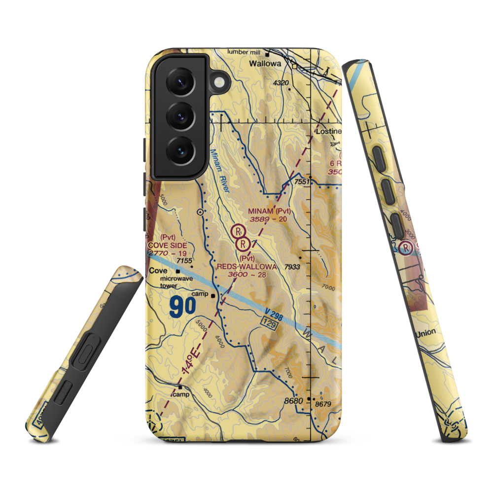 Reds Wallowa Horse Ranch Airport (6OR9) VFR Sectional Samsung Phone Case Samsung Galaxy S22 Plus model shown