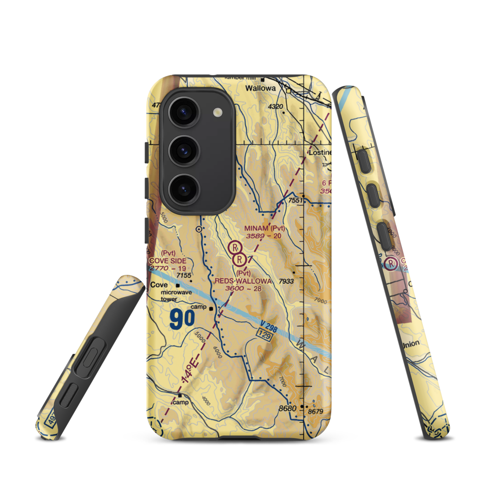 Reds Wallowa Horse Ranch Airport (6OR9) VFR Sectional Samsung Phone Case Samsung Galaxy S23 model shown