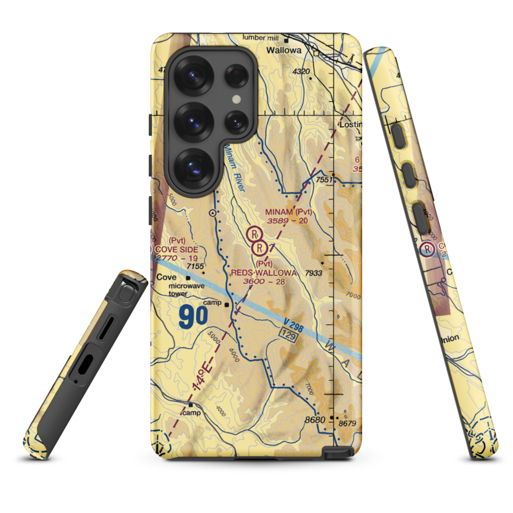 Reds Wallowa Horse Ranch Airport (6OR9) VFR Sectional Samsung Phone Case Samsung Galaxy S25 Ultra model shown