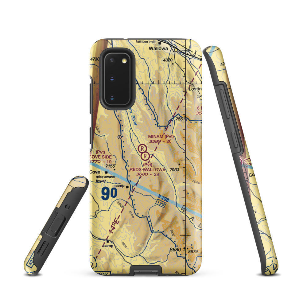 Reds Wallowa Horse Ranch Airport (6OR9) VFR Sectional Samsung Phone Case Samsung Galaxy S20 model shown