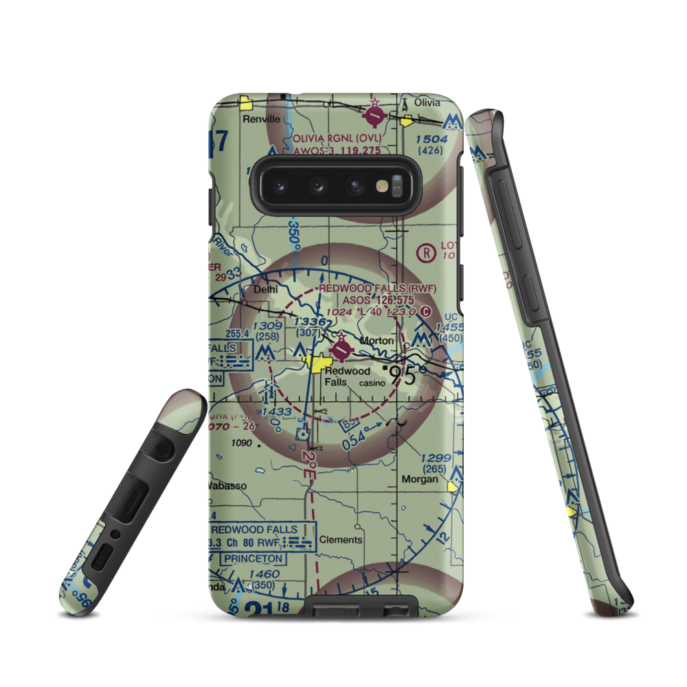 Redwood Falls Municipal Airport (RWF) VFR Sectional Samsung Phone Case Samsung Galaxy S10 model shown