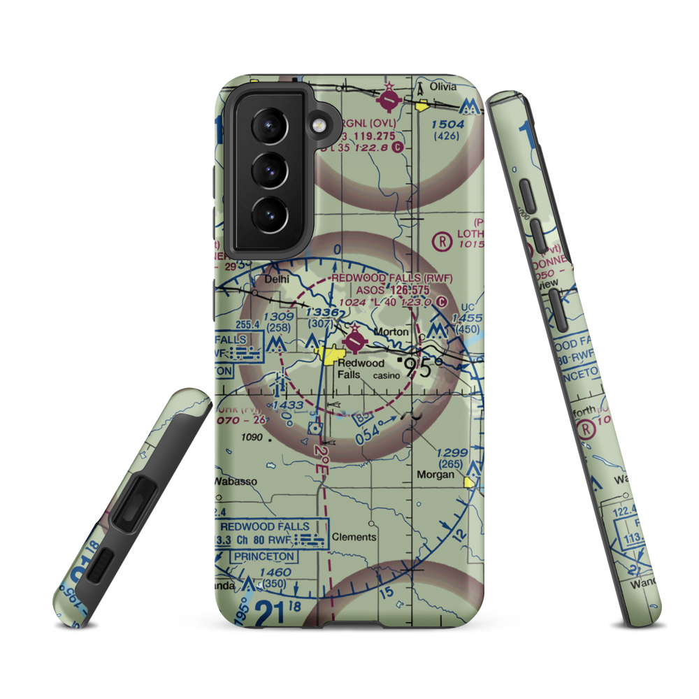 Redwood Falls Municipal Airport (RWF) VFR Sectional Samsung Phone Case Samsung Galaxy S21 FE model shown