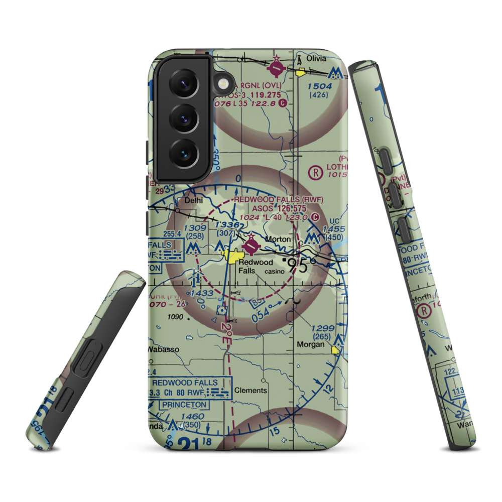 Redwood Falls Municipal Airport (RWF) VFR Sectional Samsung Phone Case Samsung Galaxy S22 Plus model shown