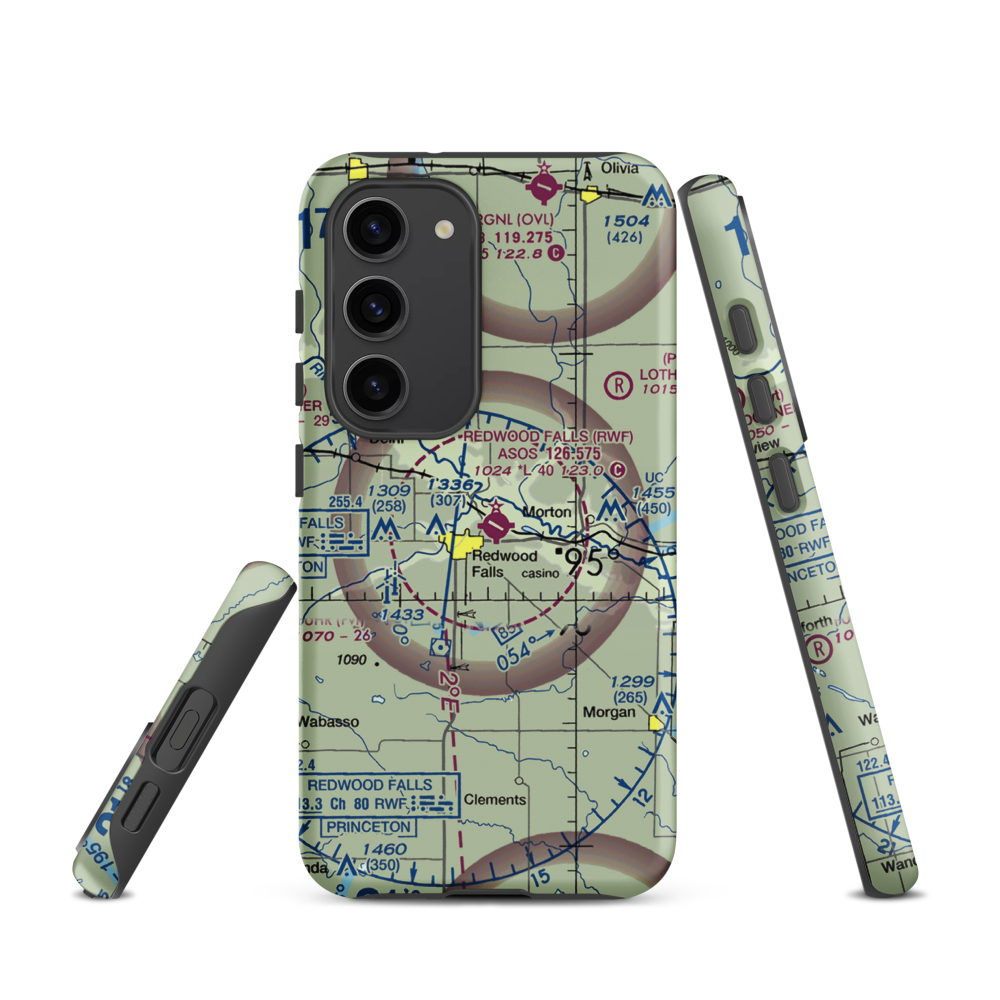 Redwood Falls Municipal Airport (RWF) VFR Sectional Samsung Phone Case Samsung Galaxy S23 model shown