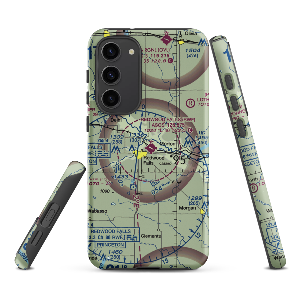 Redwood Falls Municipal Airport (RWF) VFR Sectional Samsung Phone Case Samsung Galaxy S23 Plus model shown