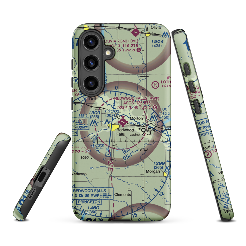 Redwood Falls Municipal Airport (RWF) VFR Sectional Samsung Phone Case Samsung Galaxy S24 Plus model shown