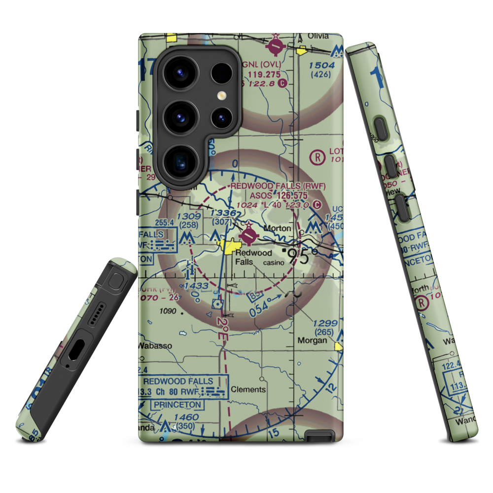 Redwood Falls Municipal Airport (RWF) VFR Sectional Samsung Phone Case Samsung Galaxy S24 Ultra model shown