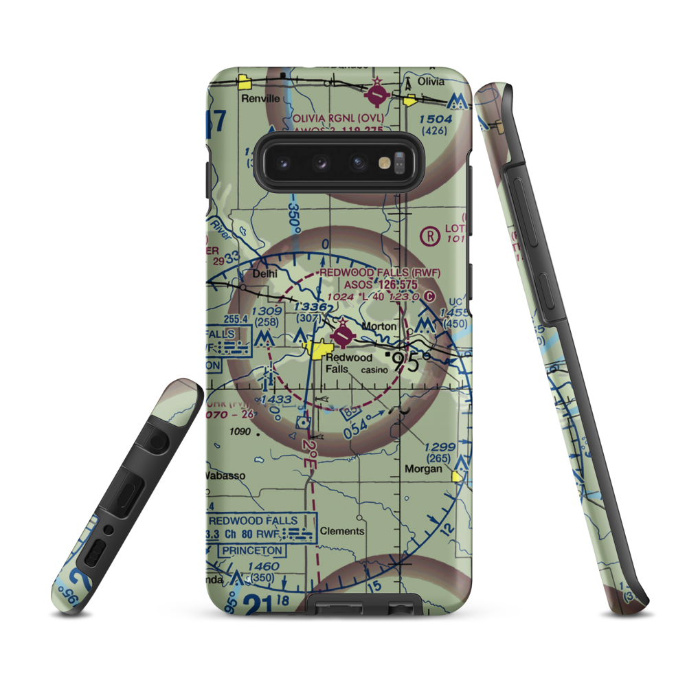 Redwood Falls Municipal Airport (RWF) VFR Sectional Samsung Phone Case Samsung Galaxy S10 Plus model shown