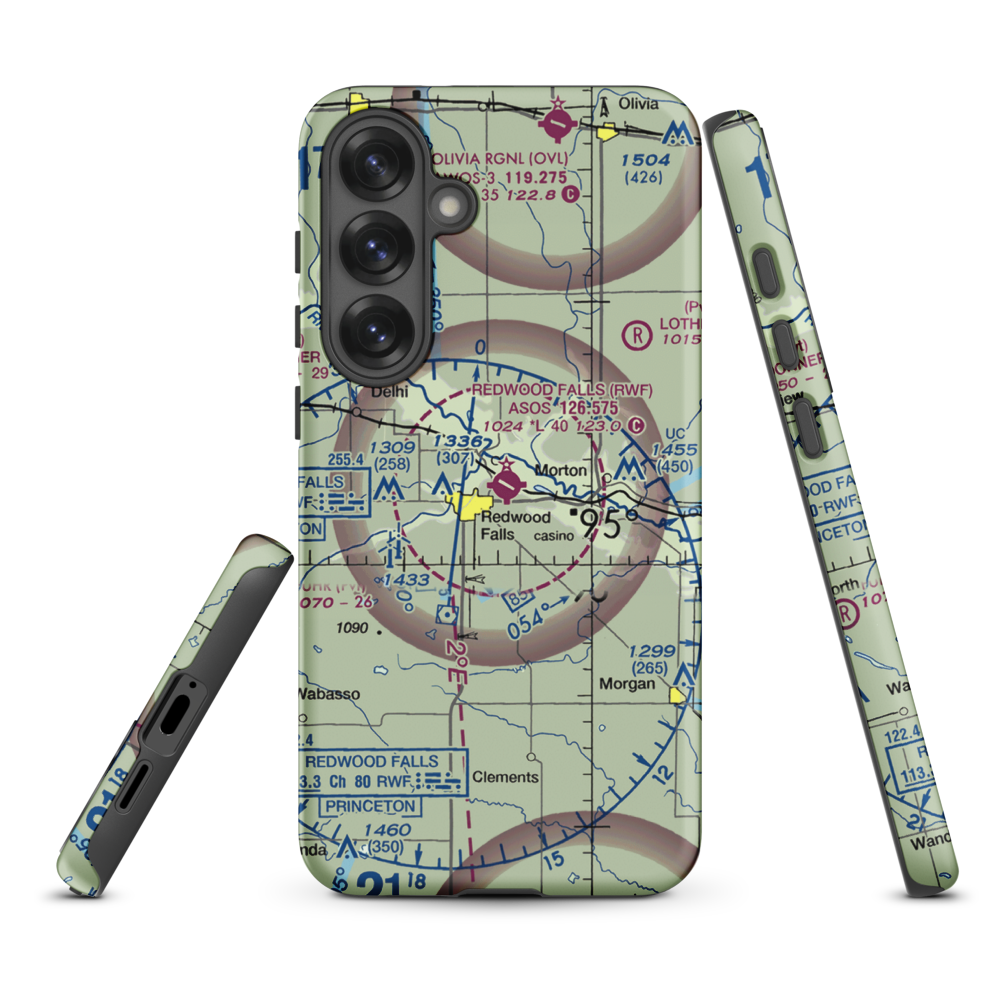 Redwood Falls Municipal Airport (RWF) VFR Sectional Samsung Phone Case Samsung Galaxy S25 Plus model shown