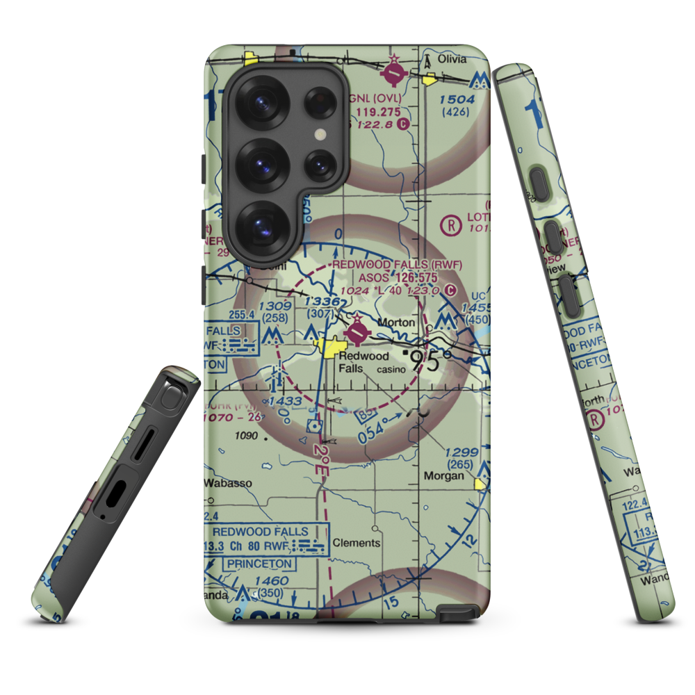Redwood Falls Municipal Airport (RWF) VFR Sectional Samsung Phone Case Samsung Galaxy S25 Ultra model shown