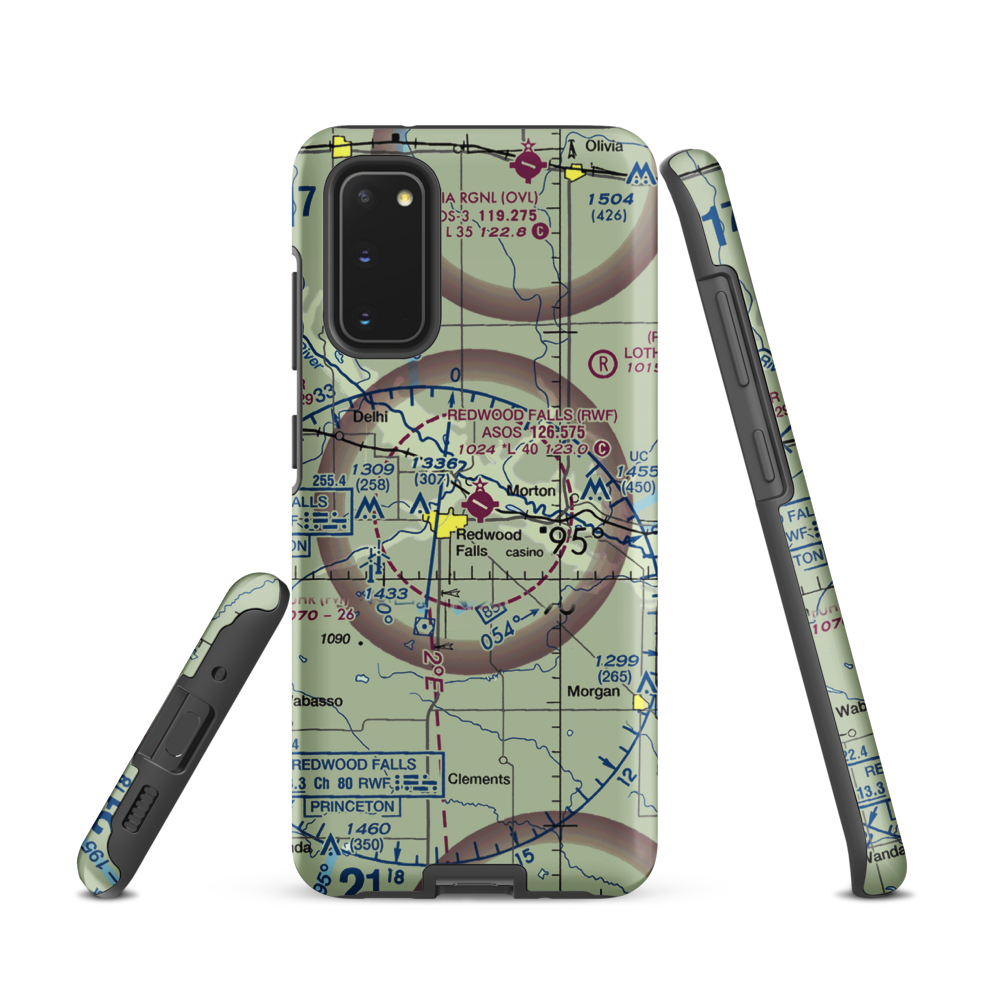 Redwood Falls Municipal Airport (RWF) VFR Sectional Samsung Phone Case Samsung Galaxy S20 model shown