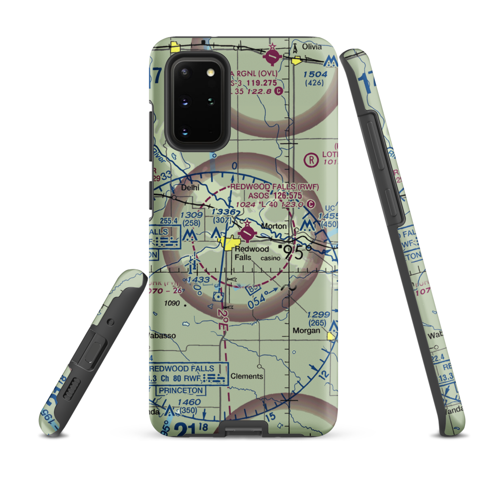Redwood Falls Municipal Airport (RWF) VFR Sectional Samsung Phone Case Samsung Galaxy S20 Plus model shown