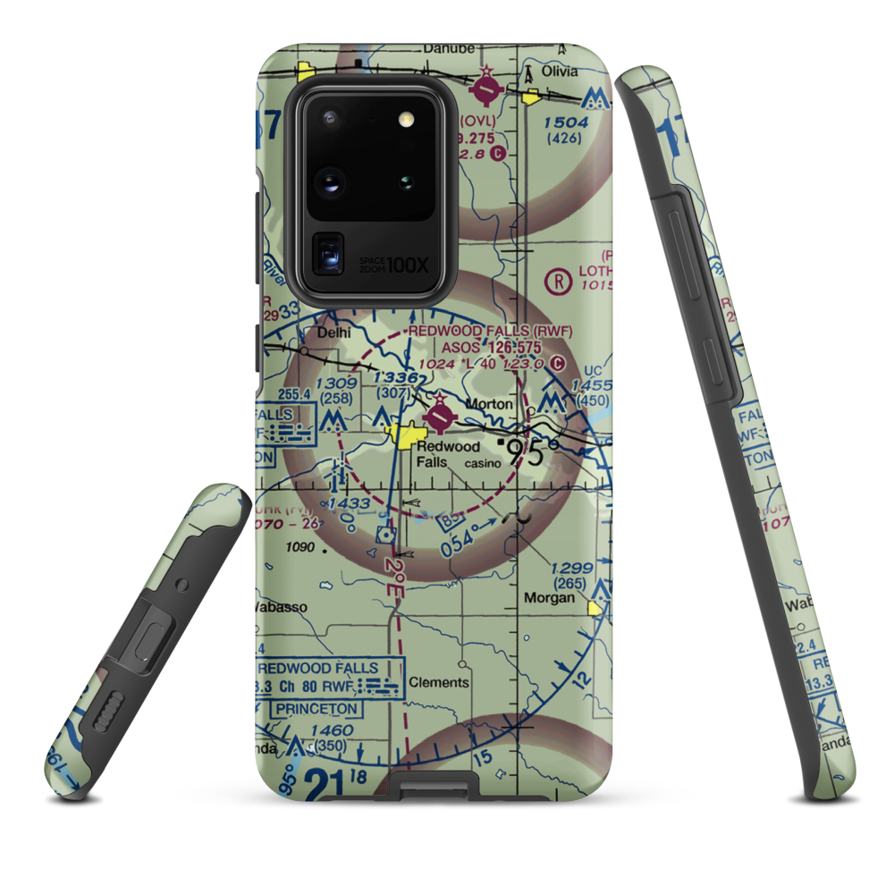 Redwood Falls Municipal Airport (RWF) VFR Sectional Samsung Phone Case Samsung Galaxy S20 Ultra model shown