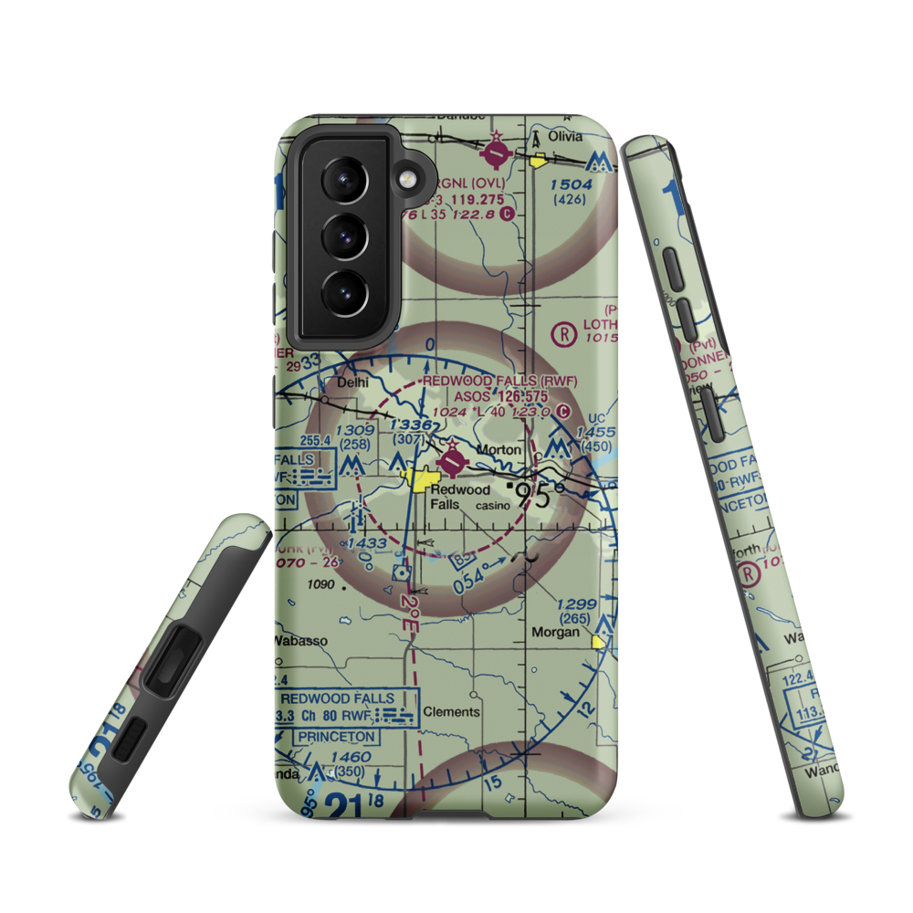 Redwood Falls Municipal Airport (RWF) VFR Sectional Samsung Phone Case Samsung Galaxy S21 model shown