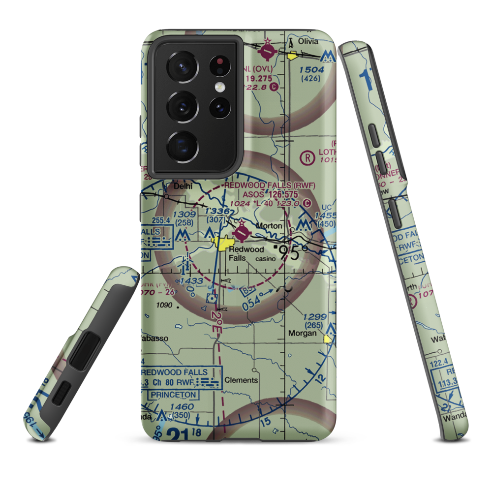 Redwood Falls Municipal Airport (RWF) VFR Sectional Samsung Phone Case Samsung Galaxy S21 Plus model shown