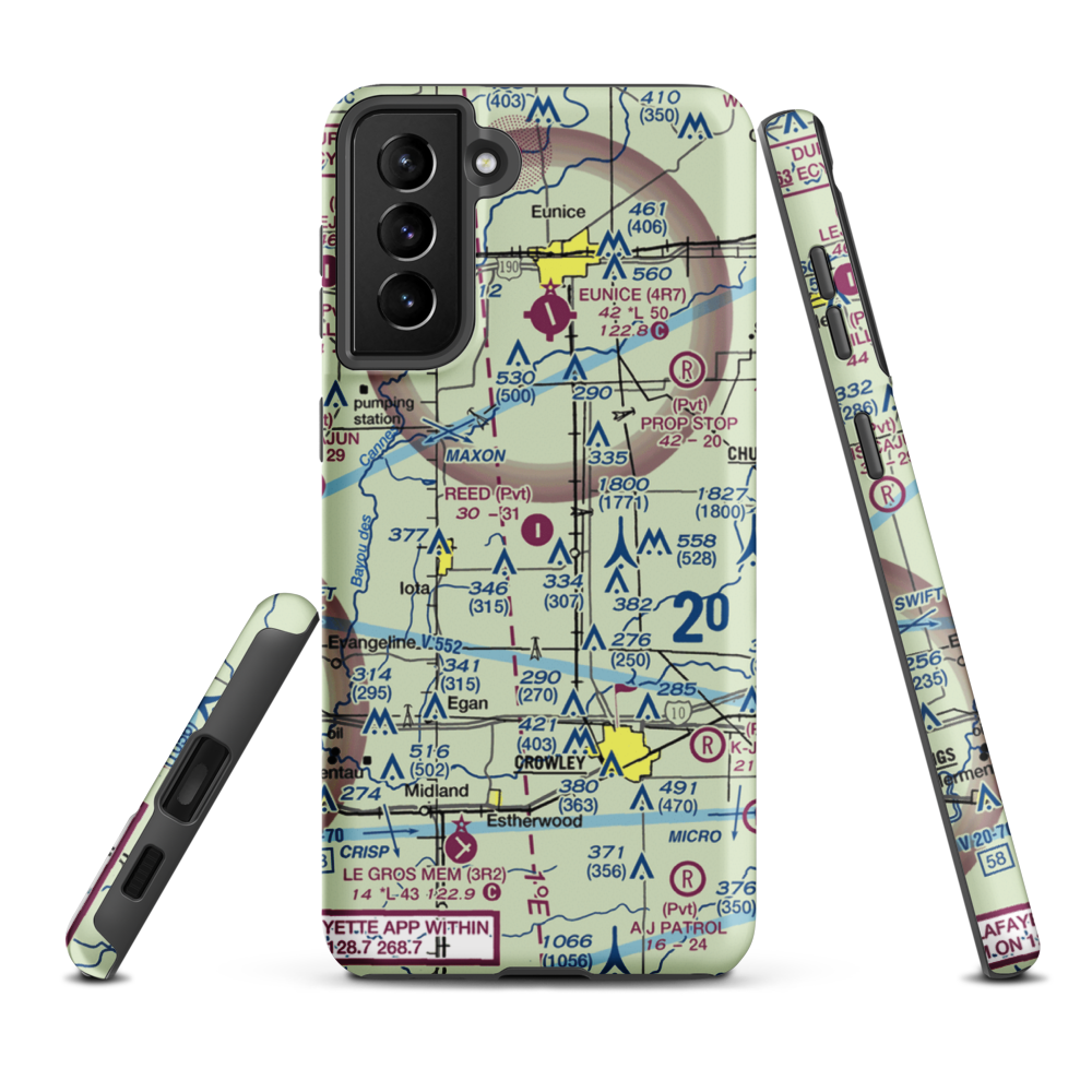 Reed Flying Service Inc Airport (2LA5) VFR Sectional Samsung Phone Case Samsung Galaxy S21 Plus model shown