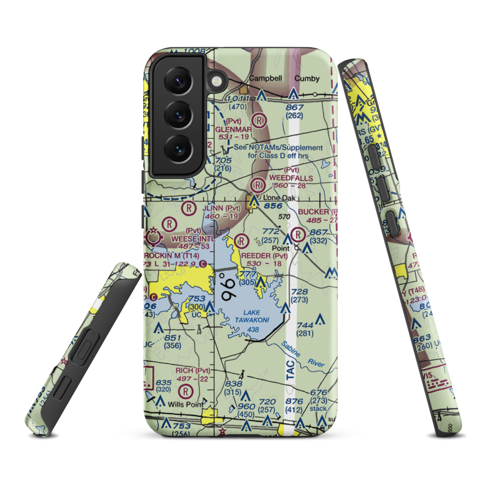 Reeder Airport (9XS7) VFR Sectional Samsung Phone Case Samsung Galaxy S22 Plus model shown