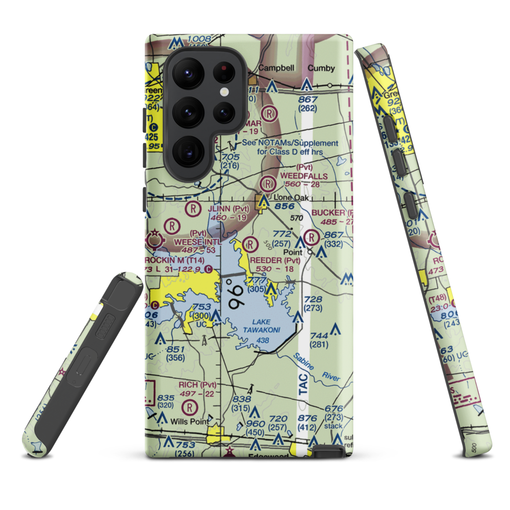 Reeder Airport (9XS7) VFR Sectional Samsung Phone Case Samsung Galaxy S22 Ultra model shown