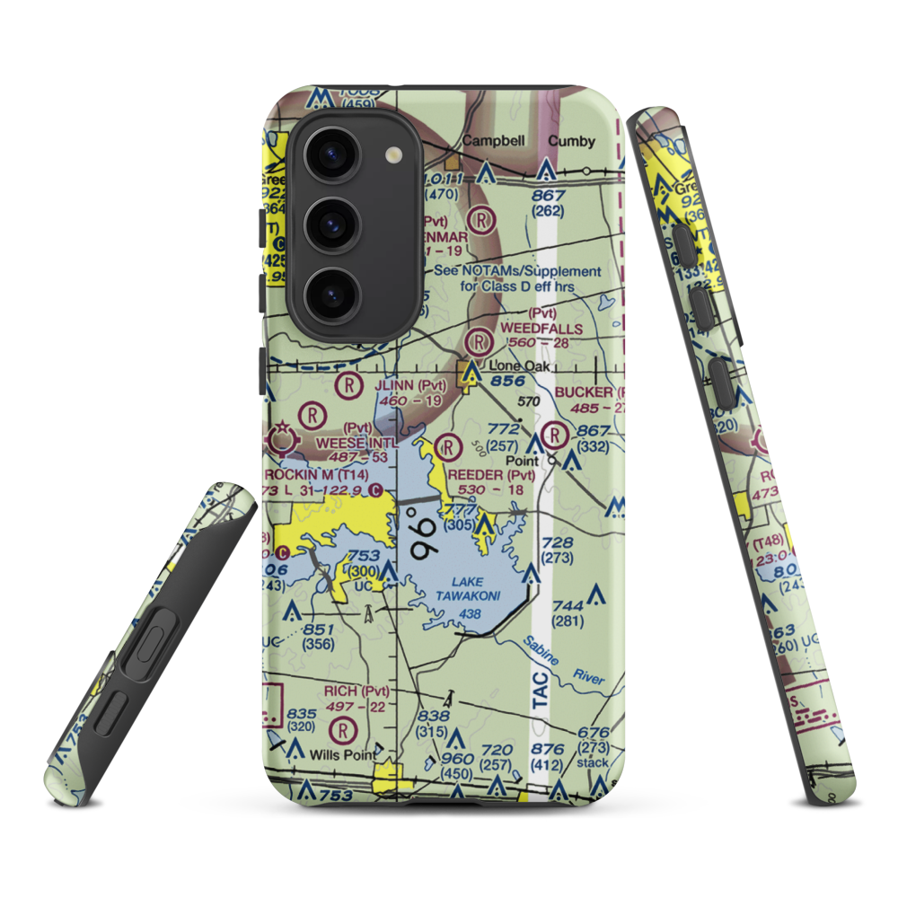 Reeder Airport (9XS7) VFR Sectional Samsung Phone Case Samsung Galaxy S23 Plus model shown