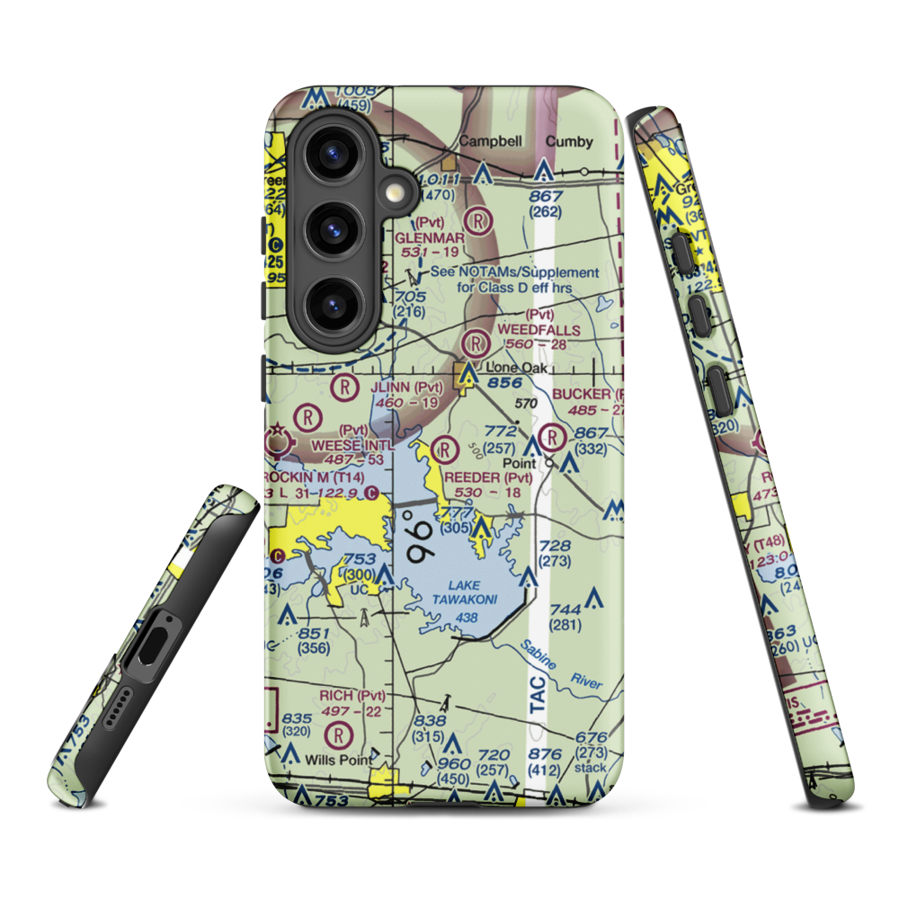 Reeder Airport (9XS7) VFR Sectional Samsung Phone Case Samsung Galaxy S24 Plus model shown