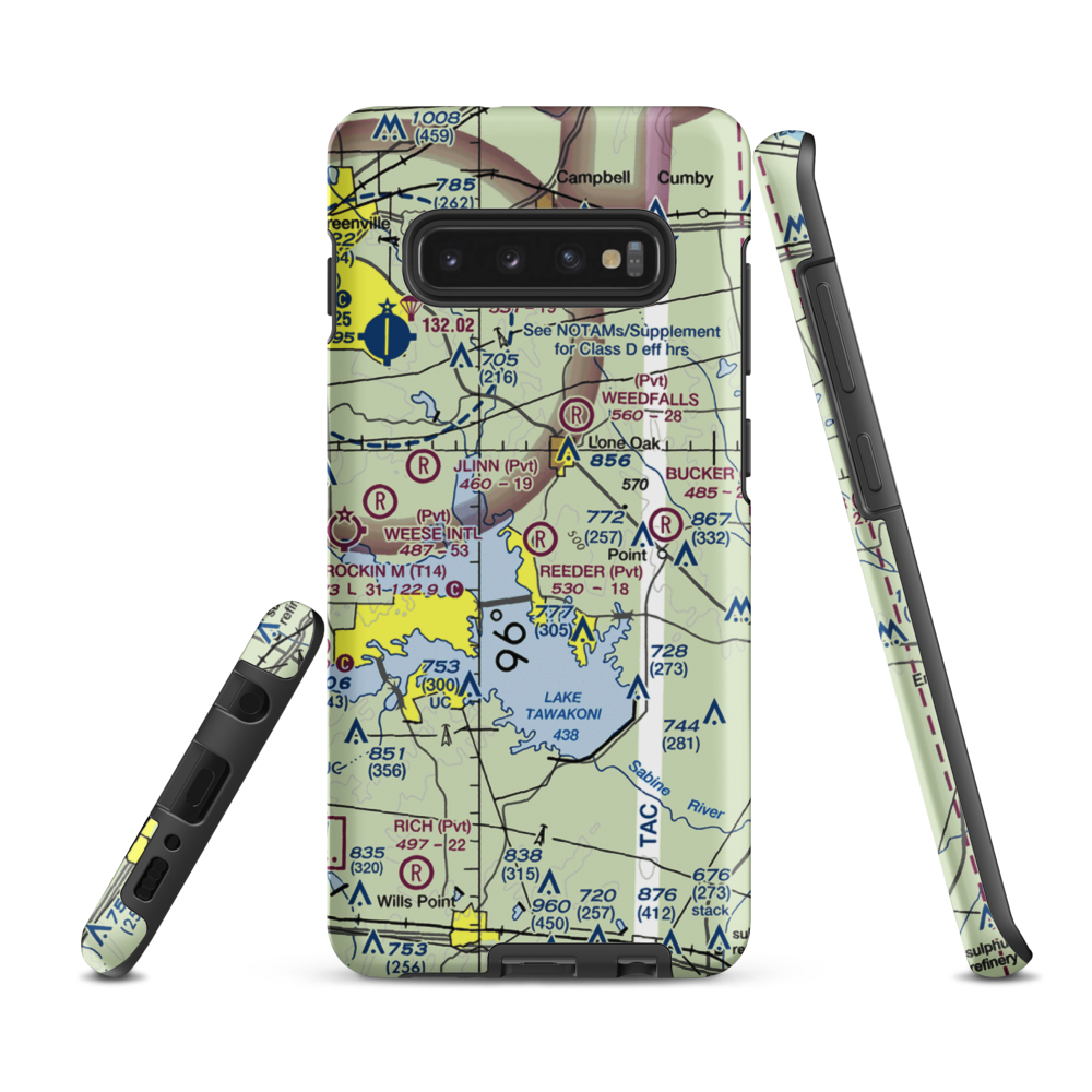 Reeder Airport (9XS7) VFR Sectional Samsung Phone Case Samsung Galaxy S10 Plus model shown