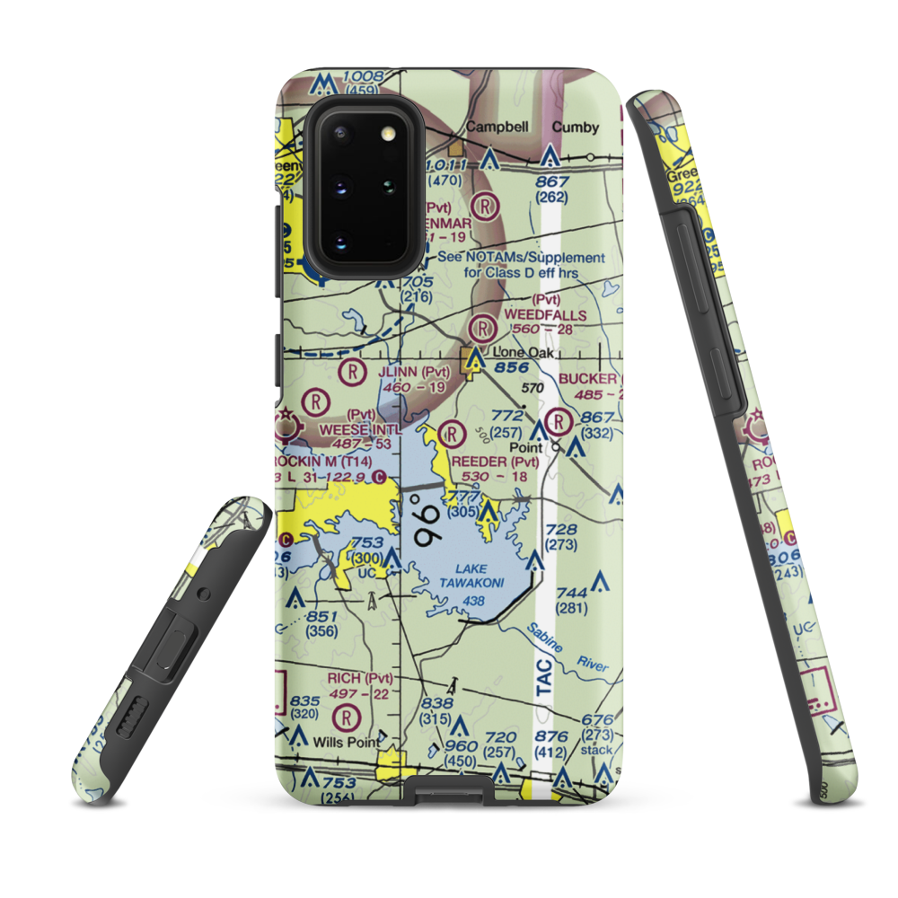 Reeder Airport (9XS7) VFR Sectional Samsung Phone Case Samsung Galaxy S20 Plus model shown